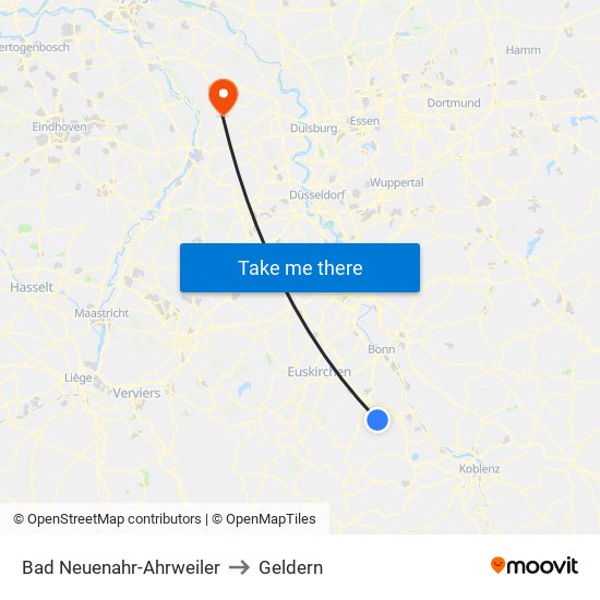 Bad Neuenahr-Ahrweiler to Geldern map