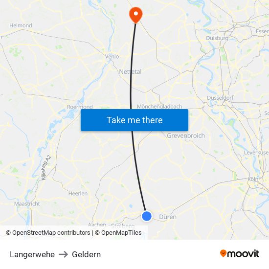 Langerwehe to Geldern map