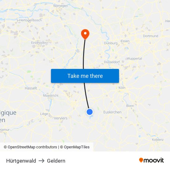 Hürtgenwald to Geldern map