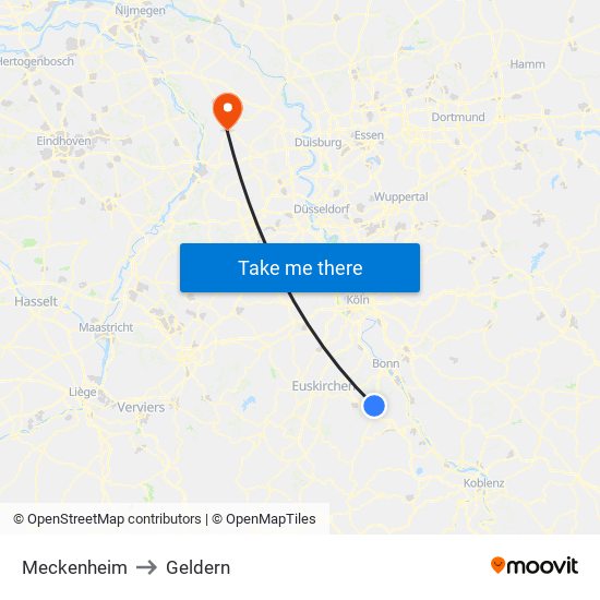 Meckenheim to Geldern map