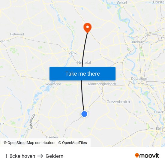 Hückelhoven to Geldern map