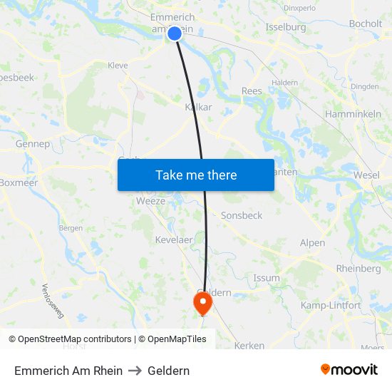 Emmerich Am Rhein to Geldern map