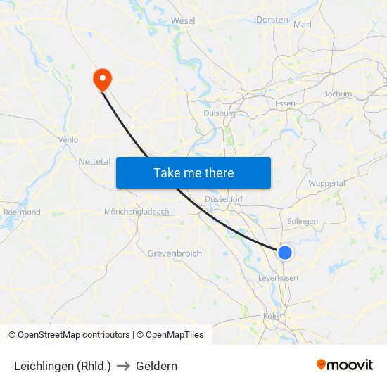 Leichlingen (Rhld.) to Geldern map