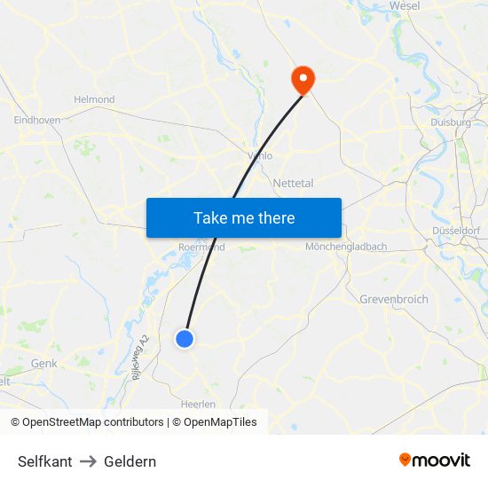 Selfkant to Geldern map
