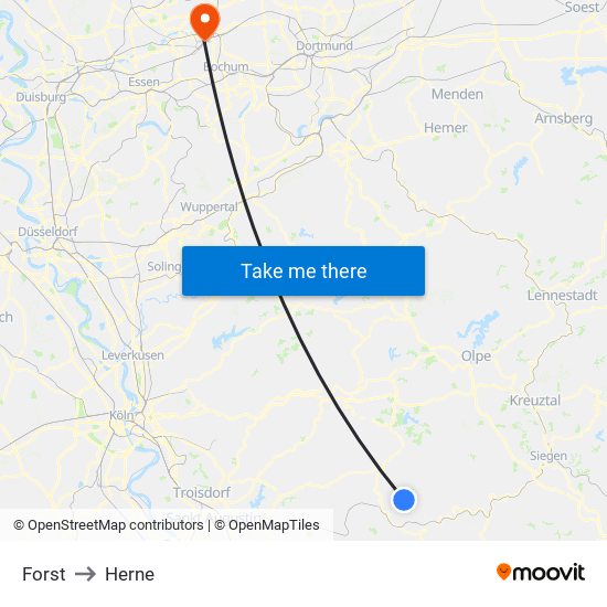 Forst to Herne map
