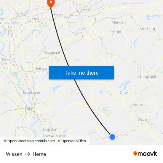 Wissen to Herne map