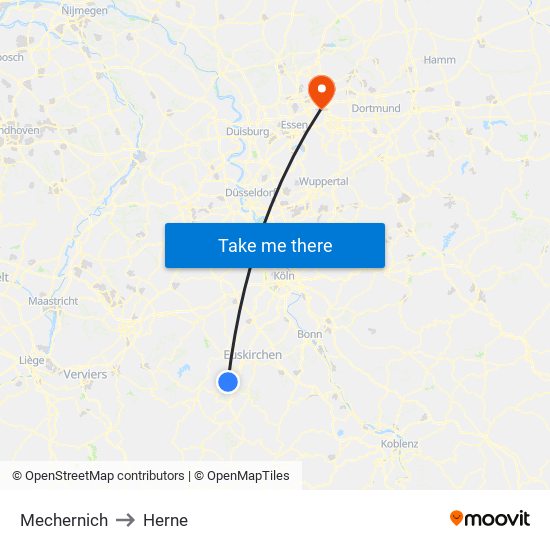 Mechernich to Herne map