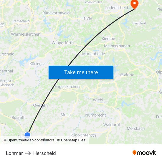 Lohmar to Herscheid map