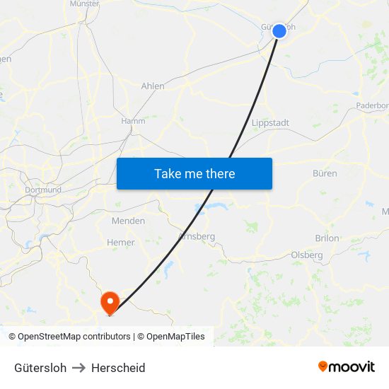 Gütersloh to Herscheid map