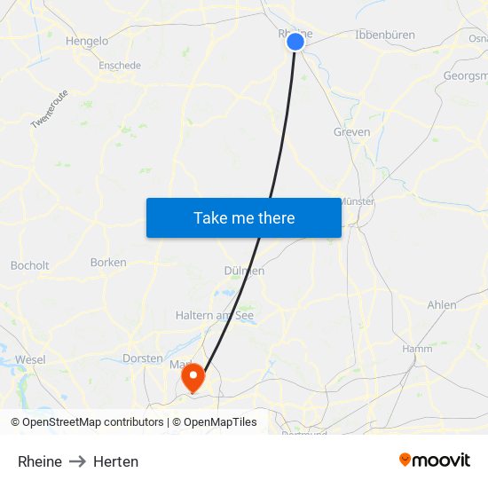 Rheine to Herten map