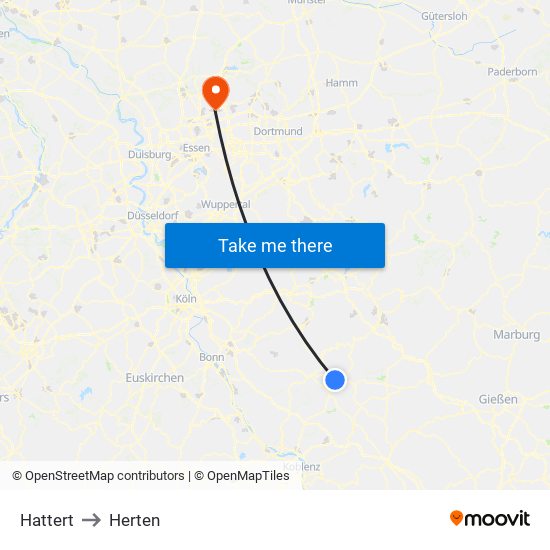 Hattert to Herten map