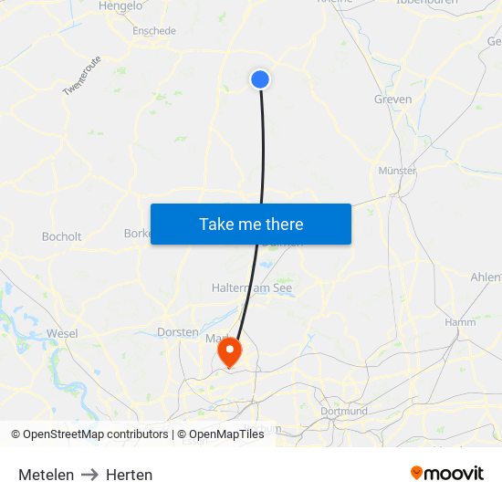 Metelen to Herten map