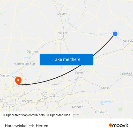 Harsewinkel to Herten map