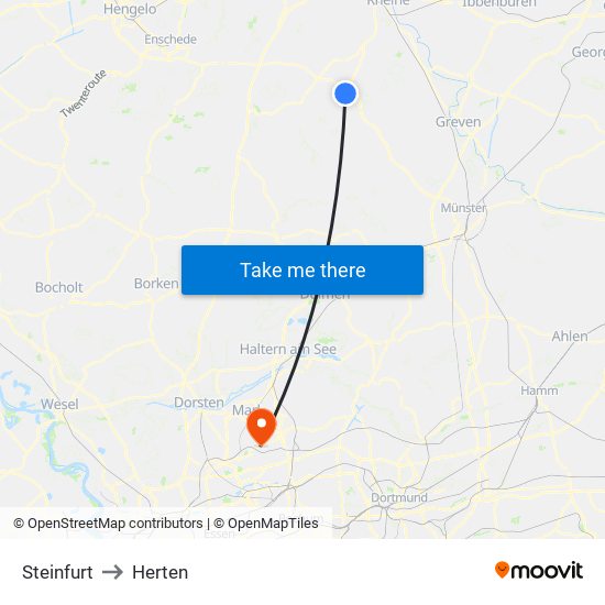 Steinfurt to Herten map