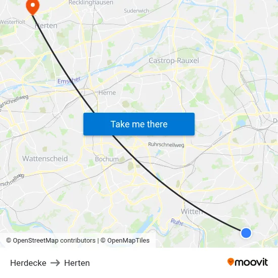 Herdecke to Herten map
