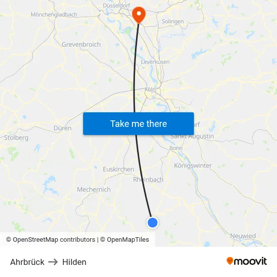 Ahrbrück to Hilden map
