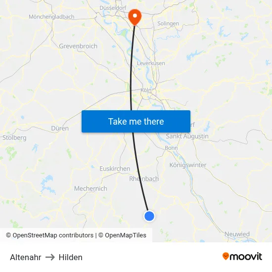 Altenahr to Hilden map