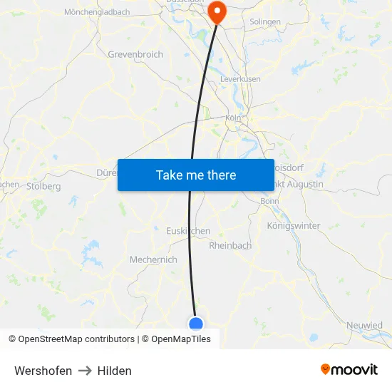 Wershofen to Hilden map