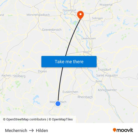 Mechernich to Hilden map