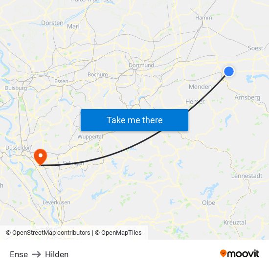 Ense to Hilden map