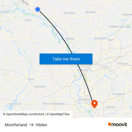 Montferland to Hilden map