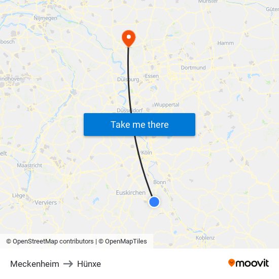 Meckenheim to Hünxe map