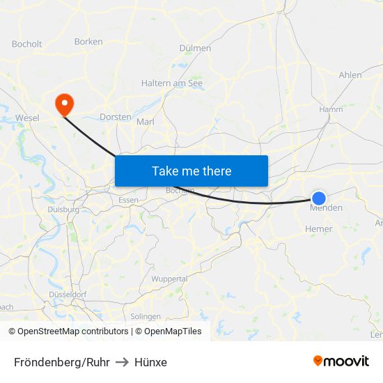 Fröndenberg/Ruhr to Hünxe map