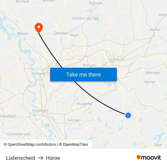 Lüdenscheid to Hünxe map