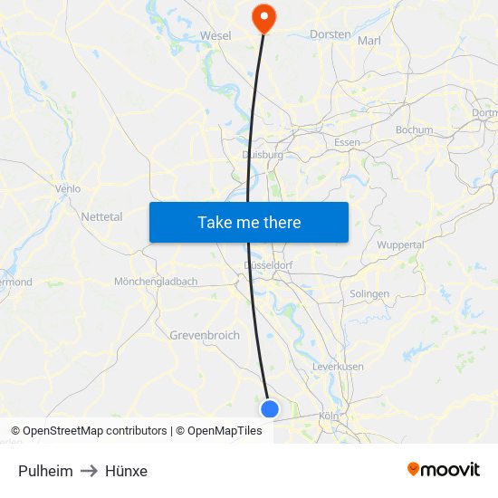 Pulheim to Hünxe map