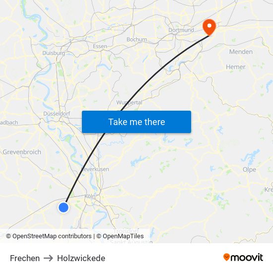Frechen to Holzwickede map