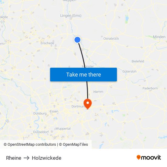 Rheine to Holzwickede map