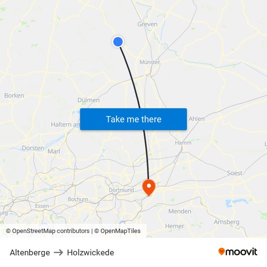 Altenberge to Holzwickede map