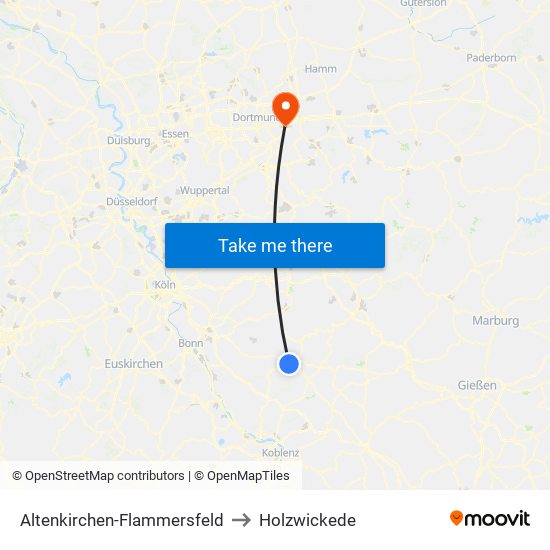 Altenkirchen-Flammersfeld to Holzwickede map