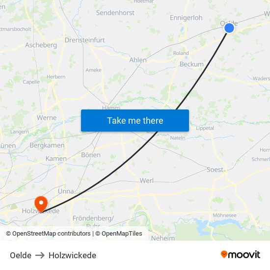 Oelde to Holzwickede map