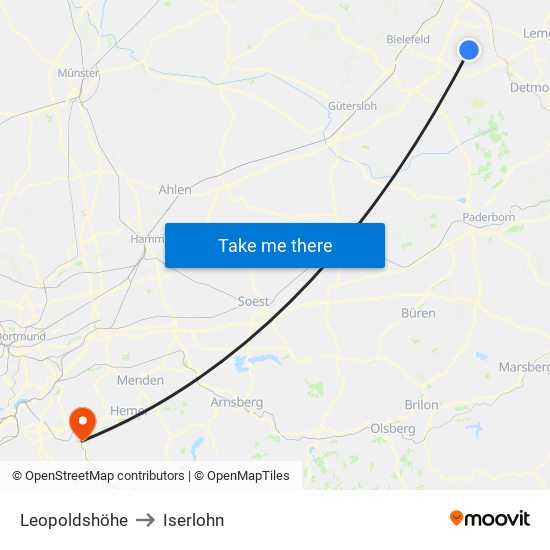 Leopoldshöhe to Iserlohn map