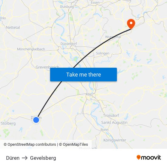 Düren to Gevelsberg map