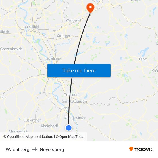 Wachtberg to Gevelsberg map