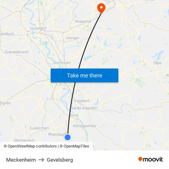 Meckenheim to Gevelsberg map