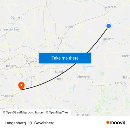 Langenberg to Gevelsberg map