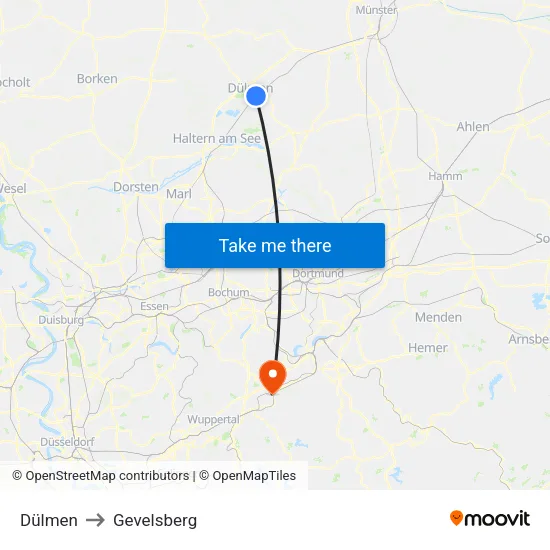 Dülmen to Gevelsberg map