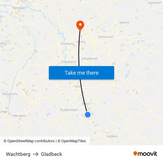 Wachtberg to Gladbeck map