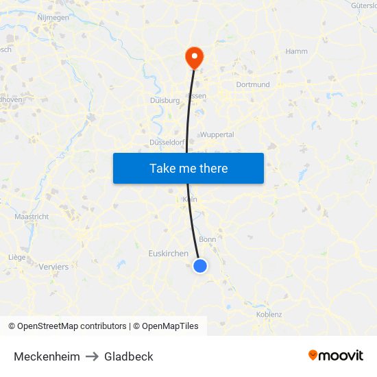 Meckenheim to Gladbeck map