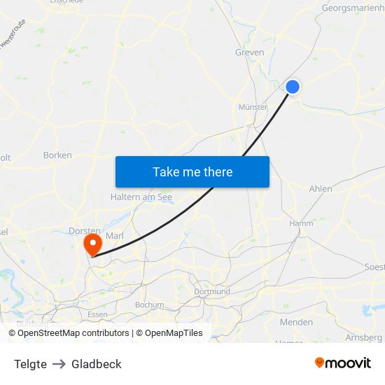 Telgte to Gladbeck map