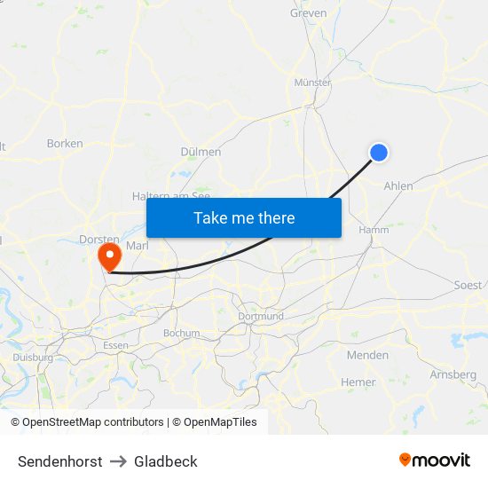 Sendenhorst to Gladbeck map