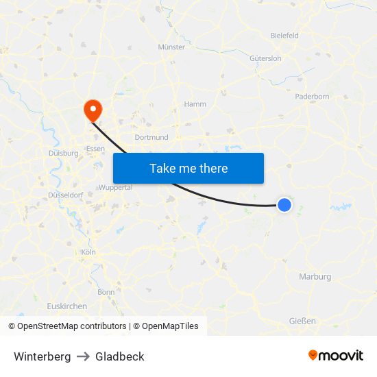 Winterberg to Gladbeck map