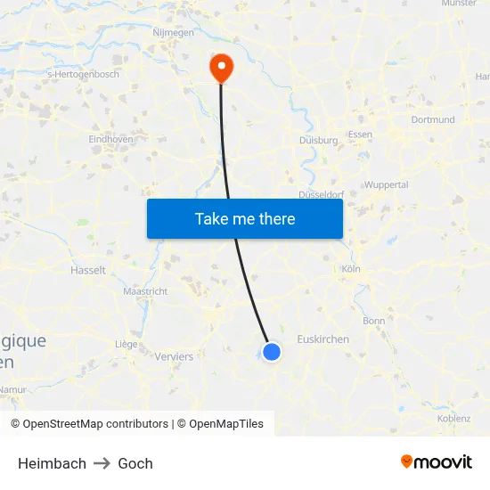 Heimbach to Goch map