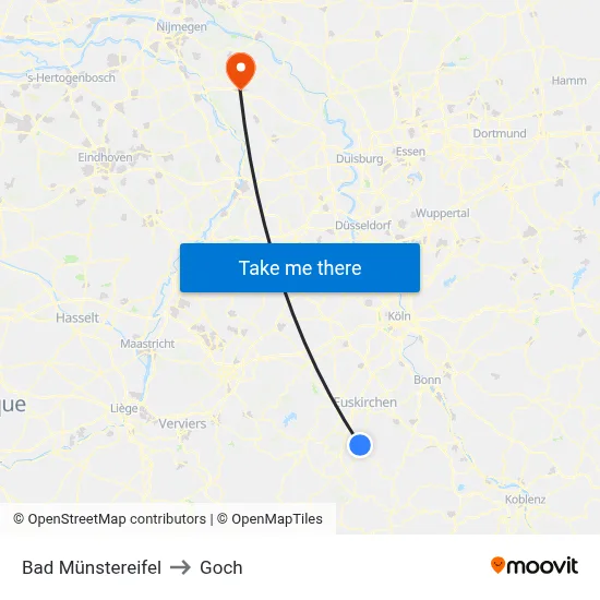 Bad Münstereifel to Goch map