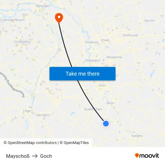 Mayschoß to Goch map