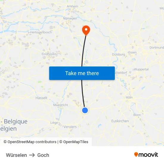 Würselen to Goch map