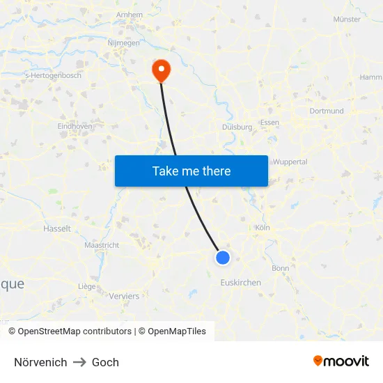 Nörvenich to Goch map